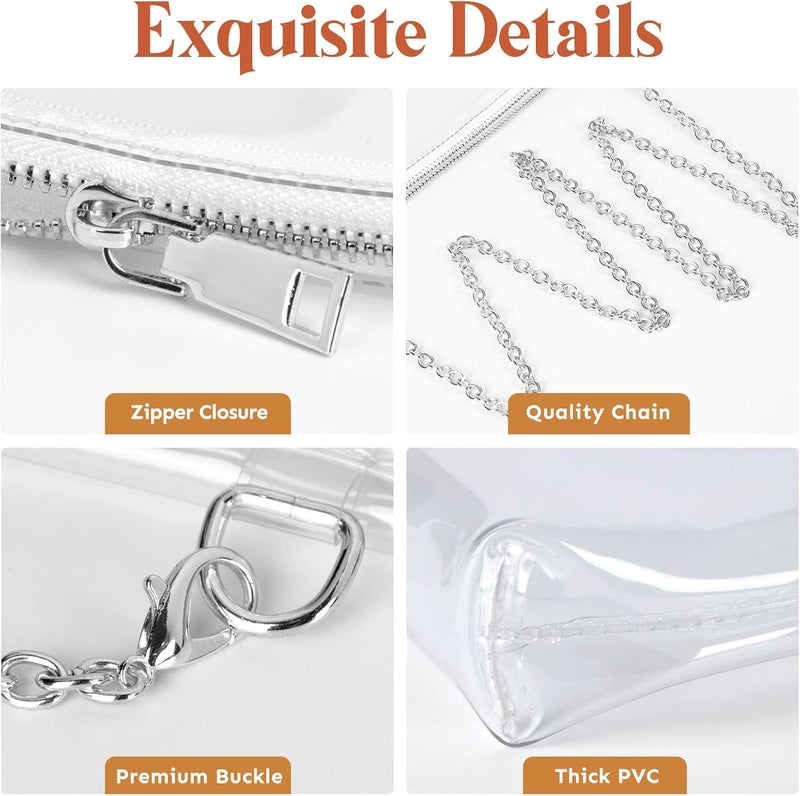 Lorbro Clear Purse for Women Stadium Approved, Clear Crossbody Bag with Zipper Closure, Transparent Purse for Concert Sports - Image 5